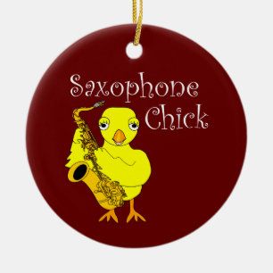 Saxophon Chick Text Keramik Ornament