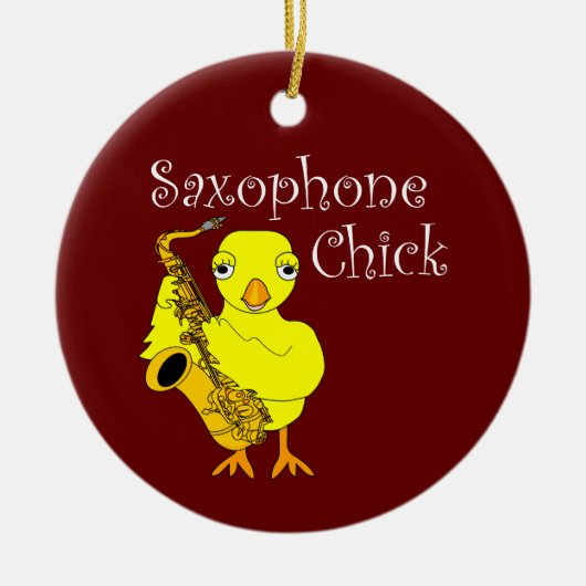 Saxophon Chick Text Keramik Ornament (Vorne)