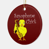 Saxophon Chick Text Keramik Ornament (Links)