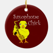 Saxophon Chick Text Keramik Ornament (Hinten)
