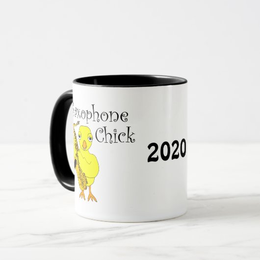 Saxophon Chick Text Tasse (Vorderseite Links)