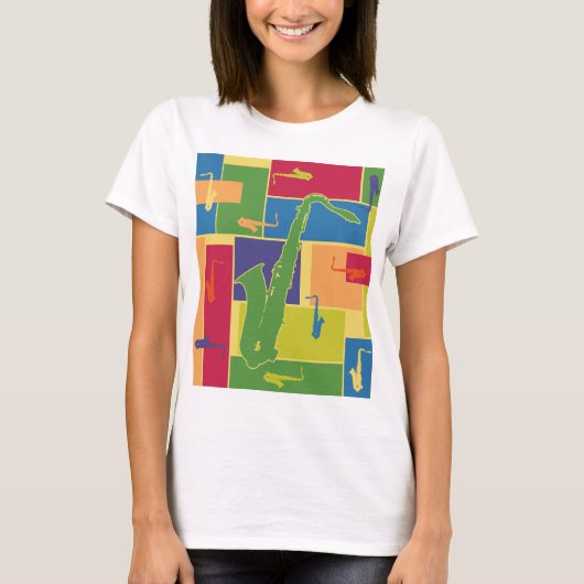 Saxophon Colorblocks T-Shirt (Vorderseite)