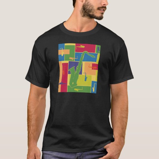Saxophon Colorblocks T-Shirt (Vorderseite)