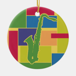 Saxophon Colorblocks Verzierung Keramikornament