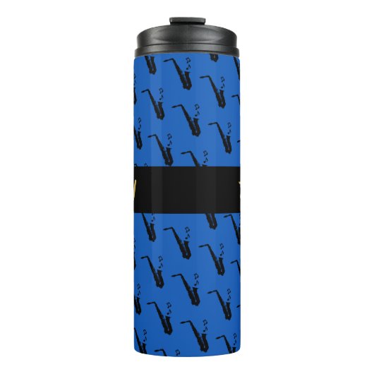 Saxophon Cool Blue Music Thermosbecher (Vorderseite)