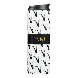 Saxophon Cool White Music Thermosbecher