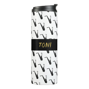 Saxophon Cool White Music Thermosbecher