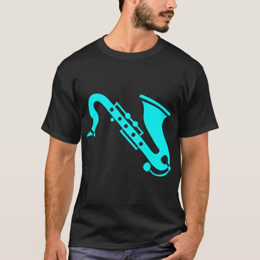 Saxophon - Cyan T-Shirt (Vorderseite)
