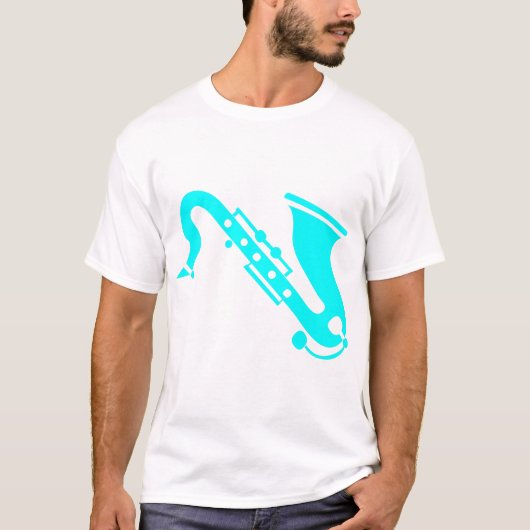 Saxophon - Cyan T-Shirt (Vorderseite)