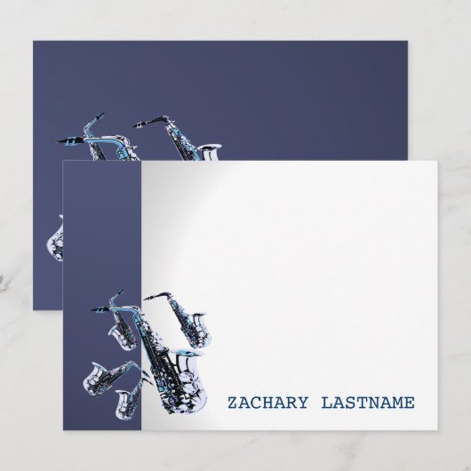 Saxophon danke Ihnen Flachkarte (Vorne/Hinten)