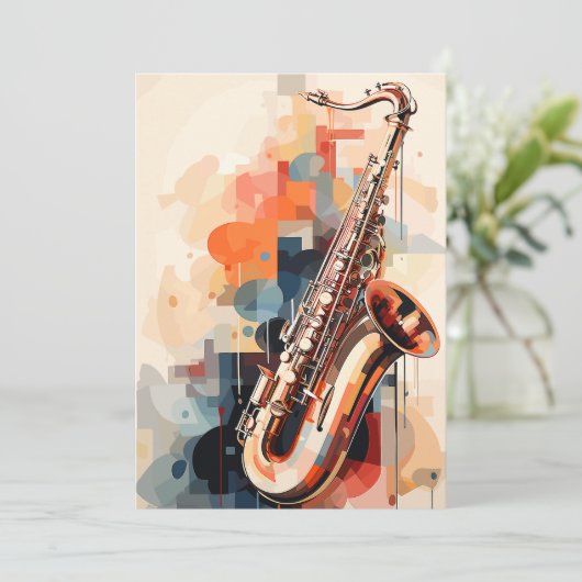 Saxophon Dankeskarte (Stehend Vorderseite)