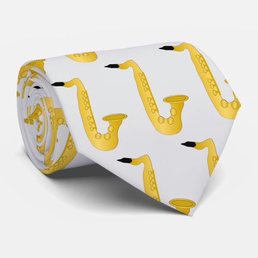 Saxophon Design Krawatte (Gerollt)