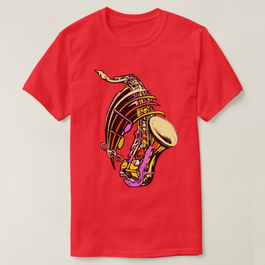 Saxophon-Farbmusik T-Shirt (Design vorne)