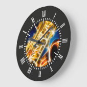 Saxophon - Fraktal Große Wanduhr (Winkel)