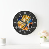 Saxophon - Fraktal Große Wanduhr (Zuhause)