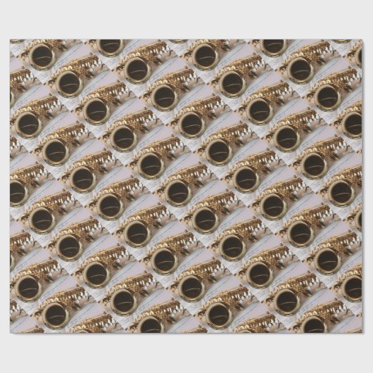 Saxophon Geschenkpapier (Flach)