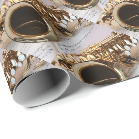 Saxophon Geschenkpapier (Rolleneckpunkt)