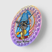 Saxophon-Gnom Runde Wanduhr (Winkel)