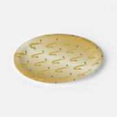 Saxophon Gold farbig Pappteller (Schrägansicht)