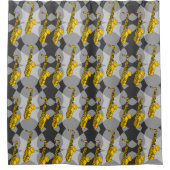 Saxophon Gray Pattern Duschvorhang (Vorderseite)