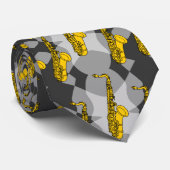 Saxophon Gray Pattern Krawatte (Gerollt)