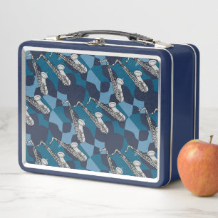 Saxophon Gray Pattern Metall Brotdose