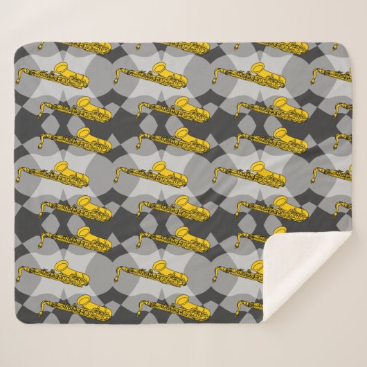 Saxophon Gray Pattern Sherpadecke (Vorderseite (Horizontal))