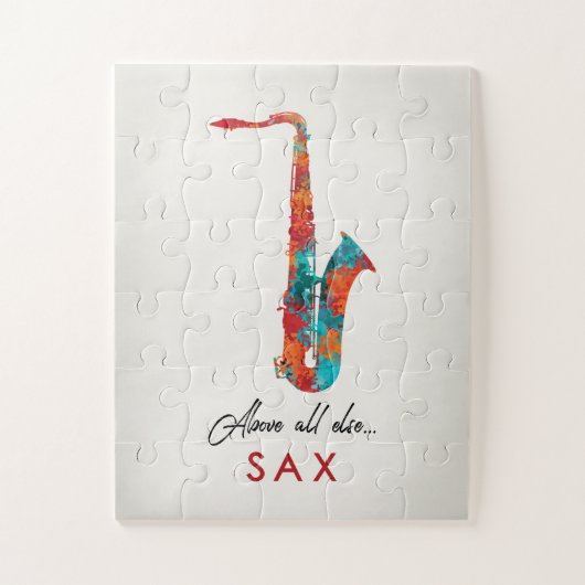 Saxophon - Helle, farbenfrohe Musik Puzzle (Vertikal)
