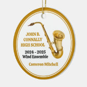 Saxophon High School Band Custom Gold Weihnachten Keramik Ornament (Links)