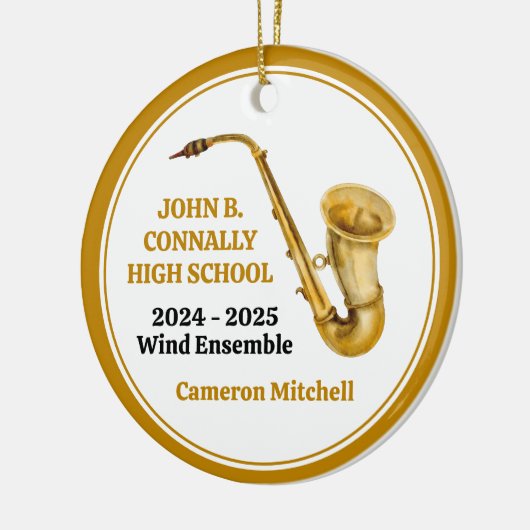 Saxophon High School Band Custom Gold Weihnachten Keramik Ornament (Links)