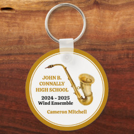 Saxophon High School Band Gold Personalisiert Schlüsselanhänger