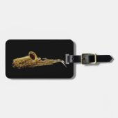 Saxophon-Holzkohlen-Hintergrund ~ Saxophon Gepäckanhänger (Vorderseite horizontal)