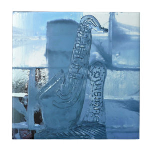 Saxophon Ice Sculpture, Quebec, Kanada Fliese