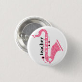 Saxophon-Illustration in rosa Glitzer-Textur Button (Vorne & Hinten)