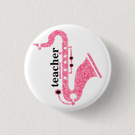 Saxophon-Illustration in rosa Glitzer-Textur Button