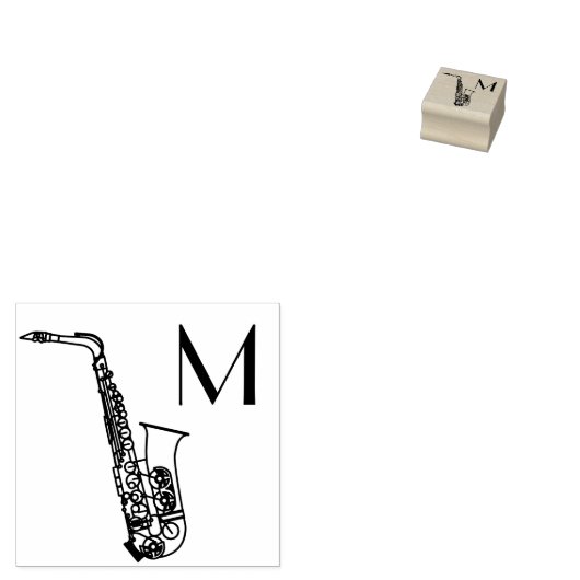 Saxophon Initial Monogram Musician Band Teacher Gummistempel (Stempel)