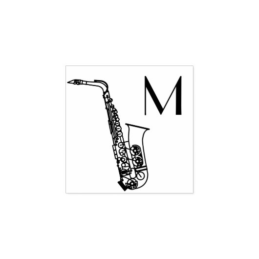 Saxophon Initial Monogram Musician Band Teacher Gummistempel (Prägung)