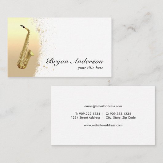 Saxophon Instrument Business Card Visitenkarte (Vorne/Hinten)