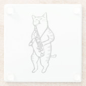 Saxophon Instrument Music Jazz Cat Mouse Pad Glasuntersetzer (Rückseite)
