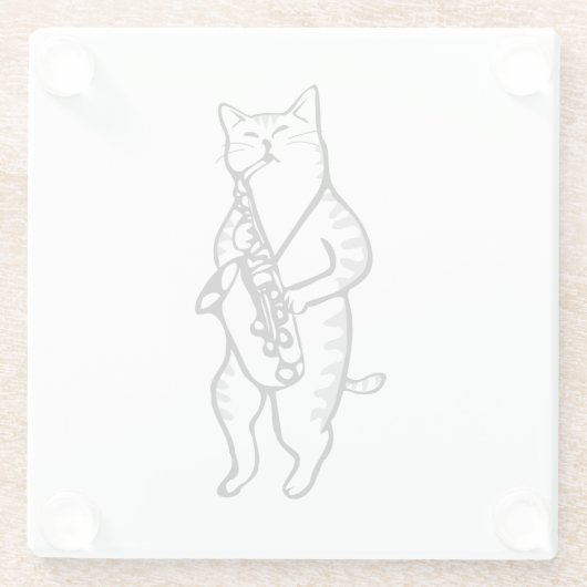 Saxophon Instrument Music Jazz Cat Mouse Pad Glasuntersetzer (Rückseite)