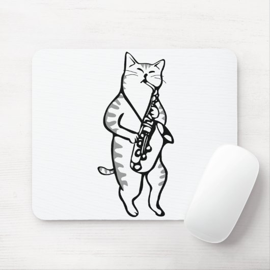Saxophon Instrument Music Jazz Cat Mousepad (Mit Mouse)