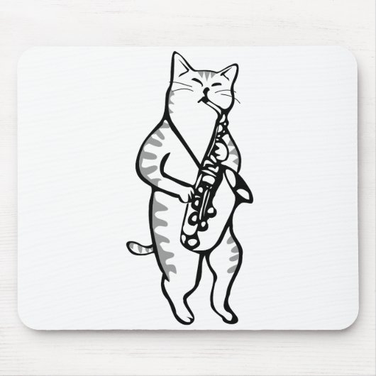 Saxophon Instrument Music Jazz Cat Mousepad (Vorne)