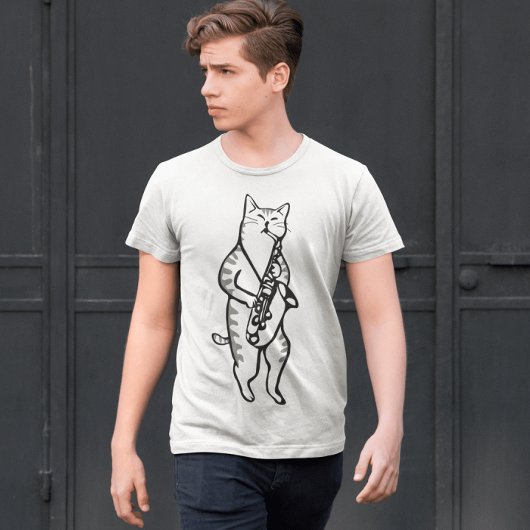 Saxophon Jazz Cat, Herren & Damen T - Shirt