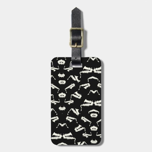 Saxophon Jazz Schwarz-Weiß-Muster Gepäckanhänger (Vorderseite vertikal)