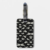 Saxophon Jazz Schwarz-Weiß-Muster Gepäckanhänger (Rückseite vertikal)