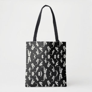 Saxophon Jazz Schwarz-Weiß-Muster Tasche