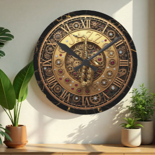 Saxophon, Jazz-Uhr, Marmor-Steampunk-Industrie Runde Wanduhr