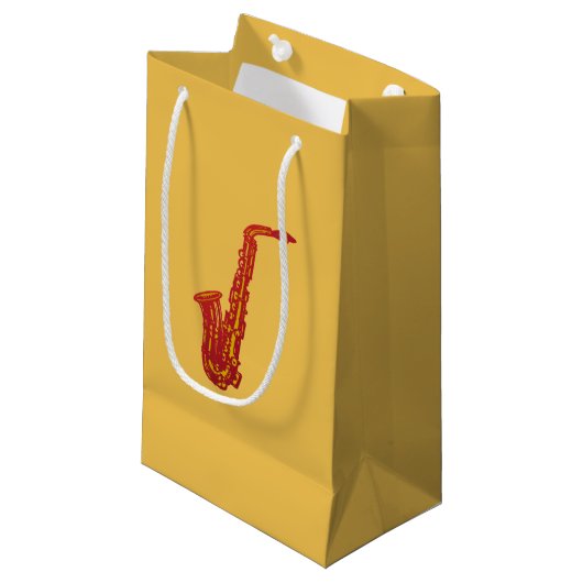 Saxophon Kleine Geschenktüte (Vorderseite Schrägansicht)