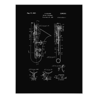 Saxophon "Kreideart" Patent Gezeichnet Fotodruck