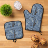 Saxophon Lines Ofenhandschuh & Topflappen-Set (Oben Unten)
